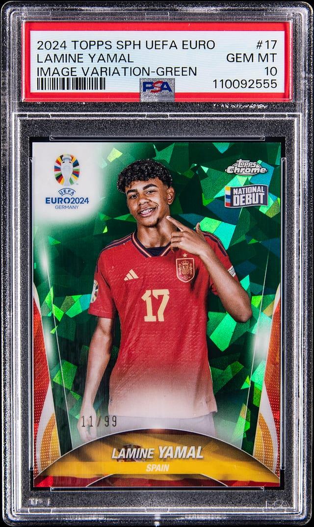 2024 Topps Chrome Sapphire UEFA Euro Image Variation Green Lamine Yamal #17 /99