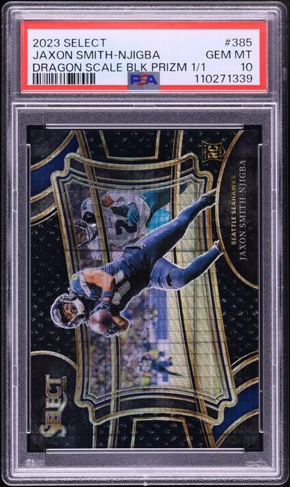 2023 Select Field Level Dragon Scale Black Prizm Jaxon Smith-Njigba ROOKIE 1/1 #385 PSA 10 GEM