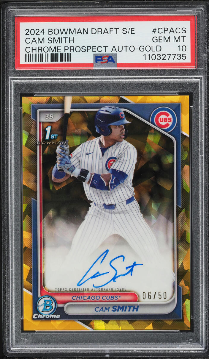 2024 Bowman Draft Sapphire Chrome Autograph Gold Cam Smith #CPACS /50