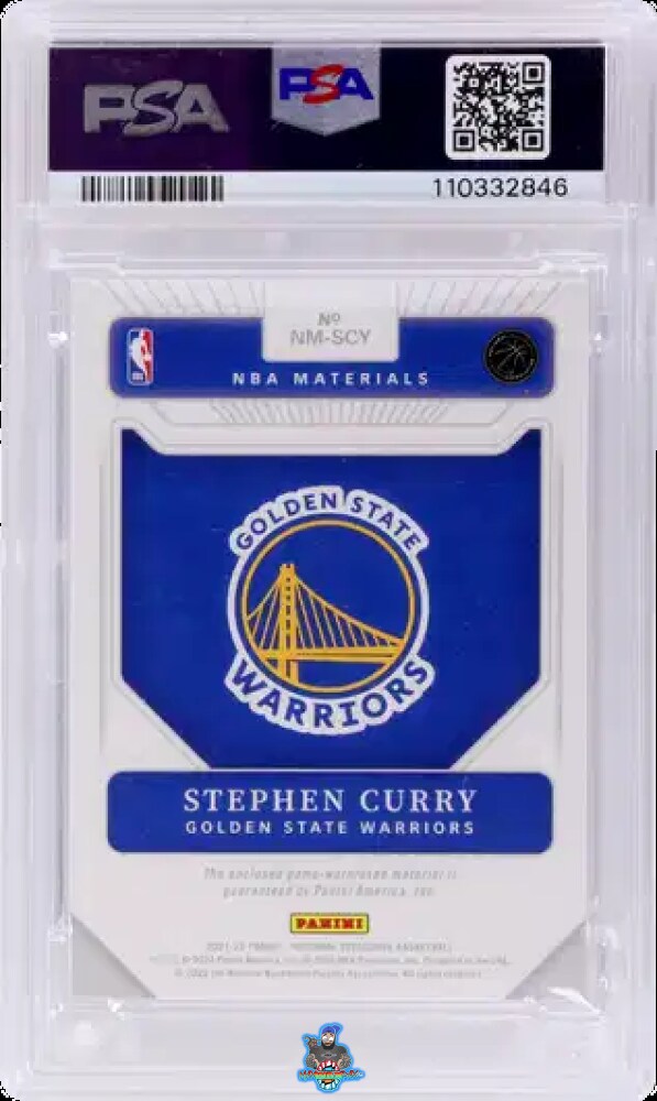 Back of 2021 National Treasures NBA Materials Super Prime Stephen Curry #NM-SCY /1
