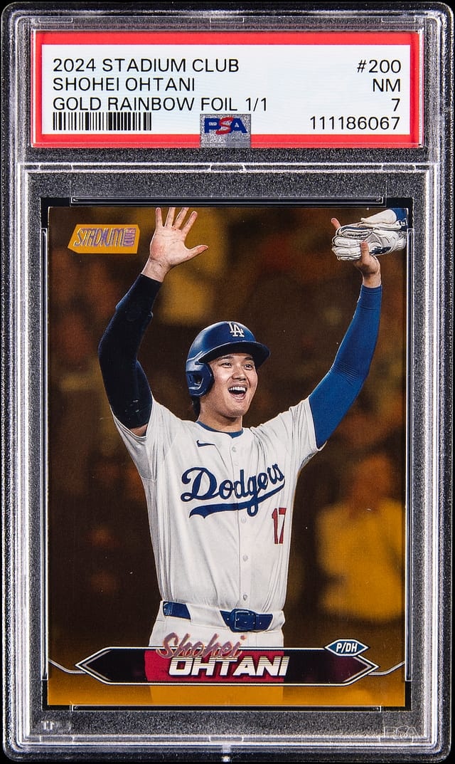 2024 Topps Stadium Club Gold Rainbow Foil #200 Shohei Ohtani (#1/1) - PSA NM 7