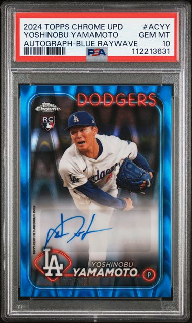 2024 Topps Chrome Update Autograph Blue Raywave Yoshinobu Yamamoto #ACYY /150