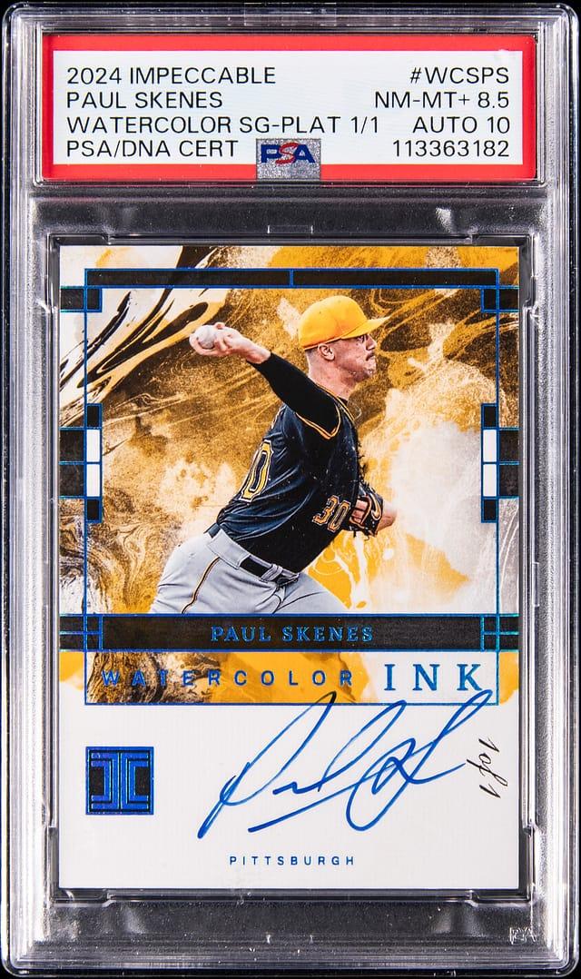 2024 Panini Impeccable Watercolor Signatures Platinum #WCS-PS Paul Skenes Signed Card (#1/1) - PSA N