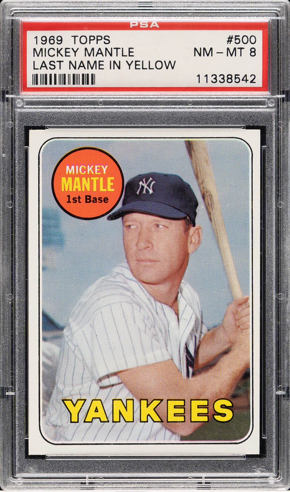 1969 Topps Last Name In White Mickey Mantle #500B