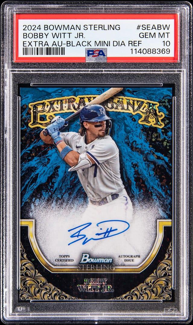 2024 Bowman Sterling Sterling Extravaganza Autographs Extra Au-Black Mini Dia Ref Bobby Witt Jr. #SEABW