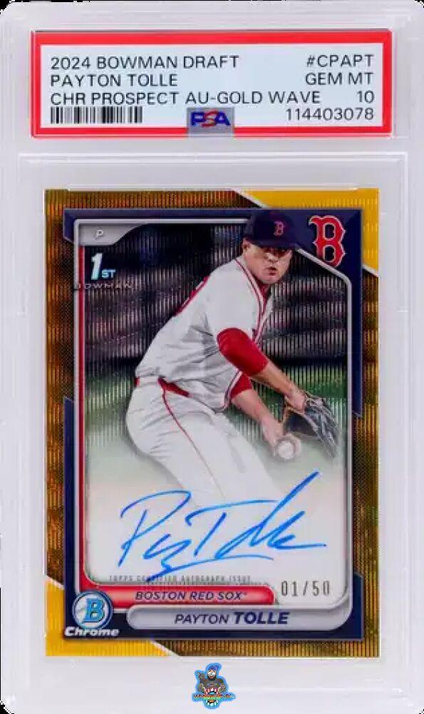 2024 Bowman Draft Chrome Prospect Autograph Gold Wave Payton Tolle #CPAPT /50