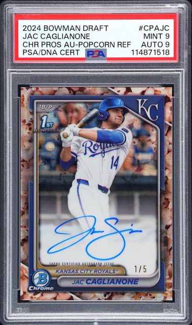 2024 Bowman Draft Chrome Prospect Autographs Popcorn Refractor Jac Caglianone #CPAJC