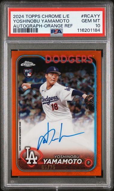 2024 Topps Chrome Logofractor Yoshinobu Yamamoto Autograph Orange Refractor