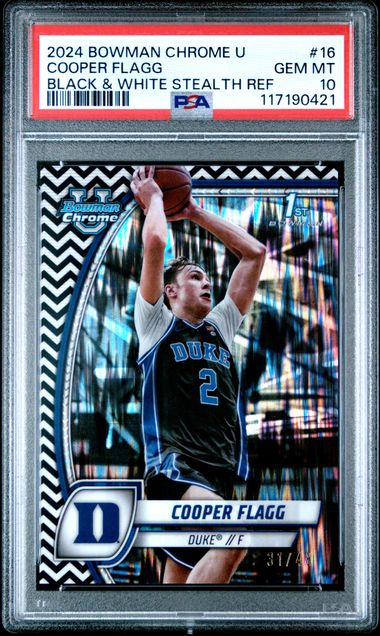 2024 Bowman Chrome University Black and White Stealth Refractor Cooper Flagg #16 /48