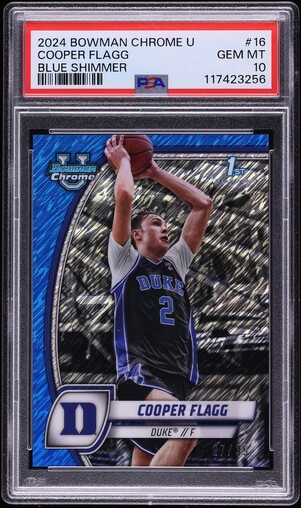 2024 Bowman Chrome University Blue Shimmer Cooper Flagg /35 #16 PSA 10 GEM MINT