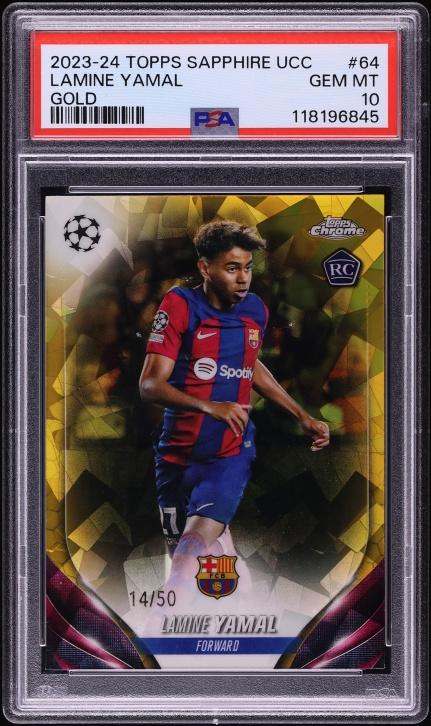 2023 Topps Chrome Sapphire UEFA Club Competitions Gold Lamine Yamal #64 /50