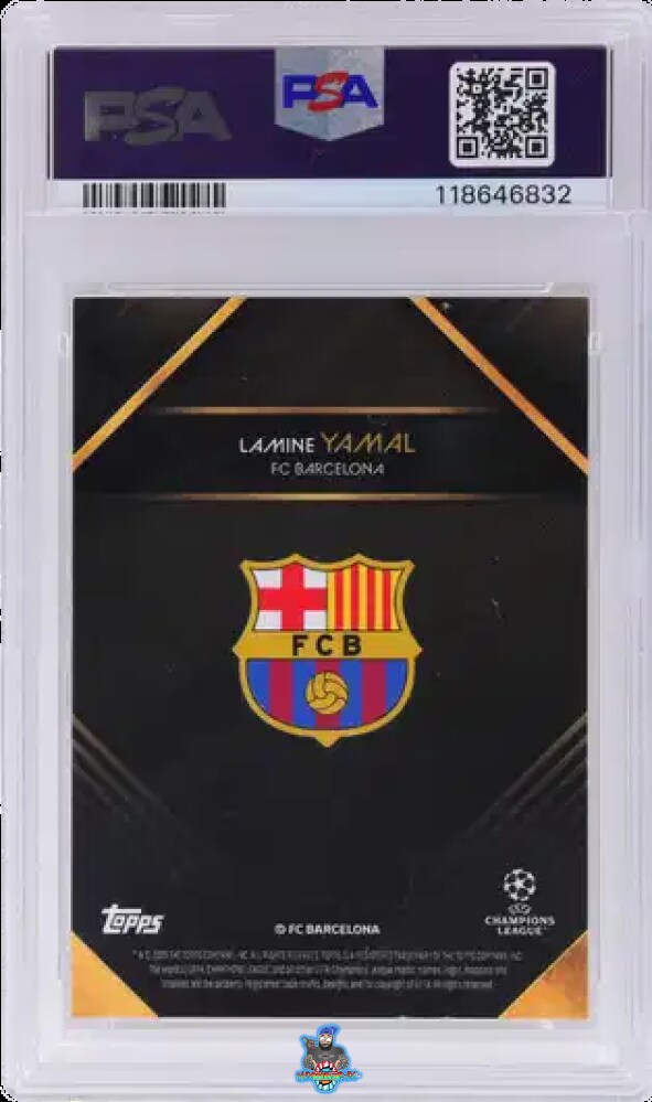 Back of 2024 Topps Knockout UEFA Club Competitions Current Players Gold Lamine Yamal /1