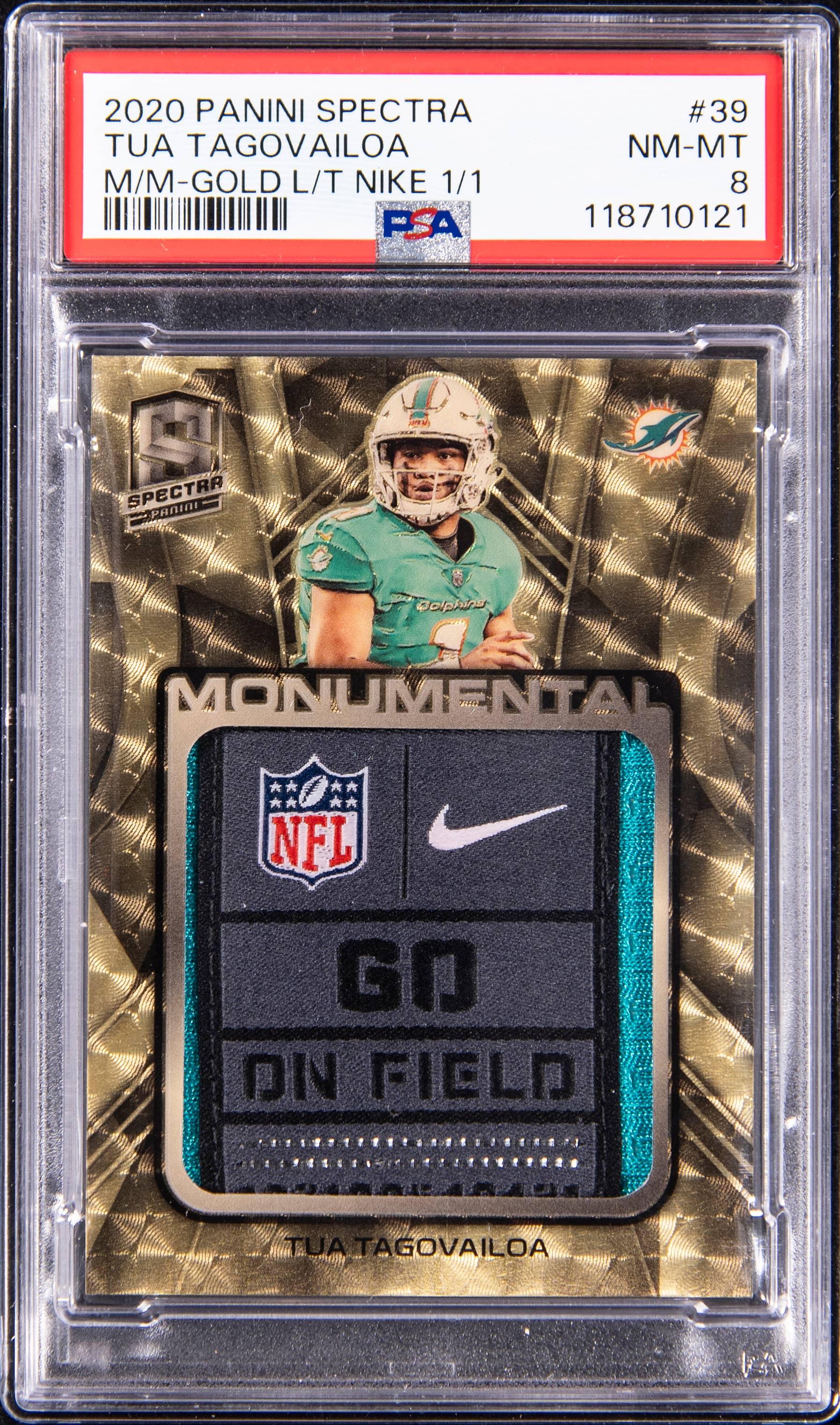 2020 Panini Spectra Monumental Memorabilia Gold Laundry Tag-Nike 1/1 Tua Tagovailoa #39