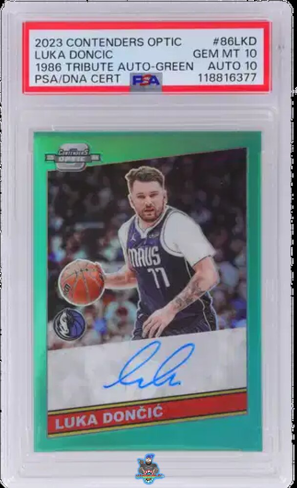 2023 Panini Contenders Optic '86 Tribute Autograph Green Luka Doncic #86LKD /35