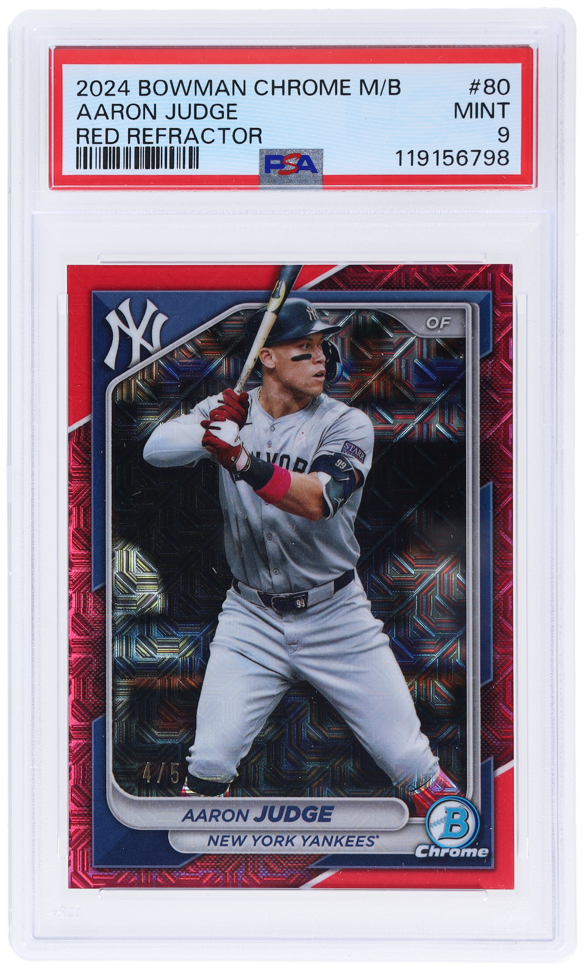 2024 Bowman Chrome Mega Box Red Refractor Aaron Judge #80 /5
