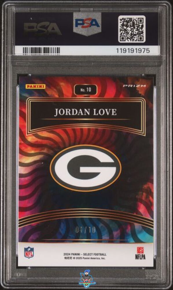 Back of 2024 Panini Select Color Wheel Gold Prizm Jordan Love #10