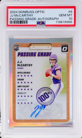 2024 Donruss Optic JJ Mccarthy Passing Grade Autograph
