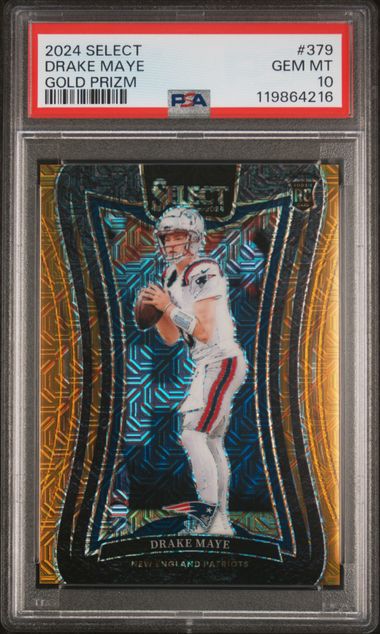 2024 Panini Select Suite Level Gold Prizm Drake Maye #379 /10