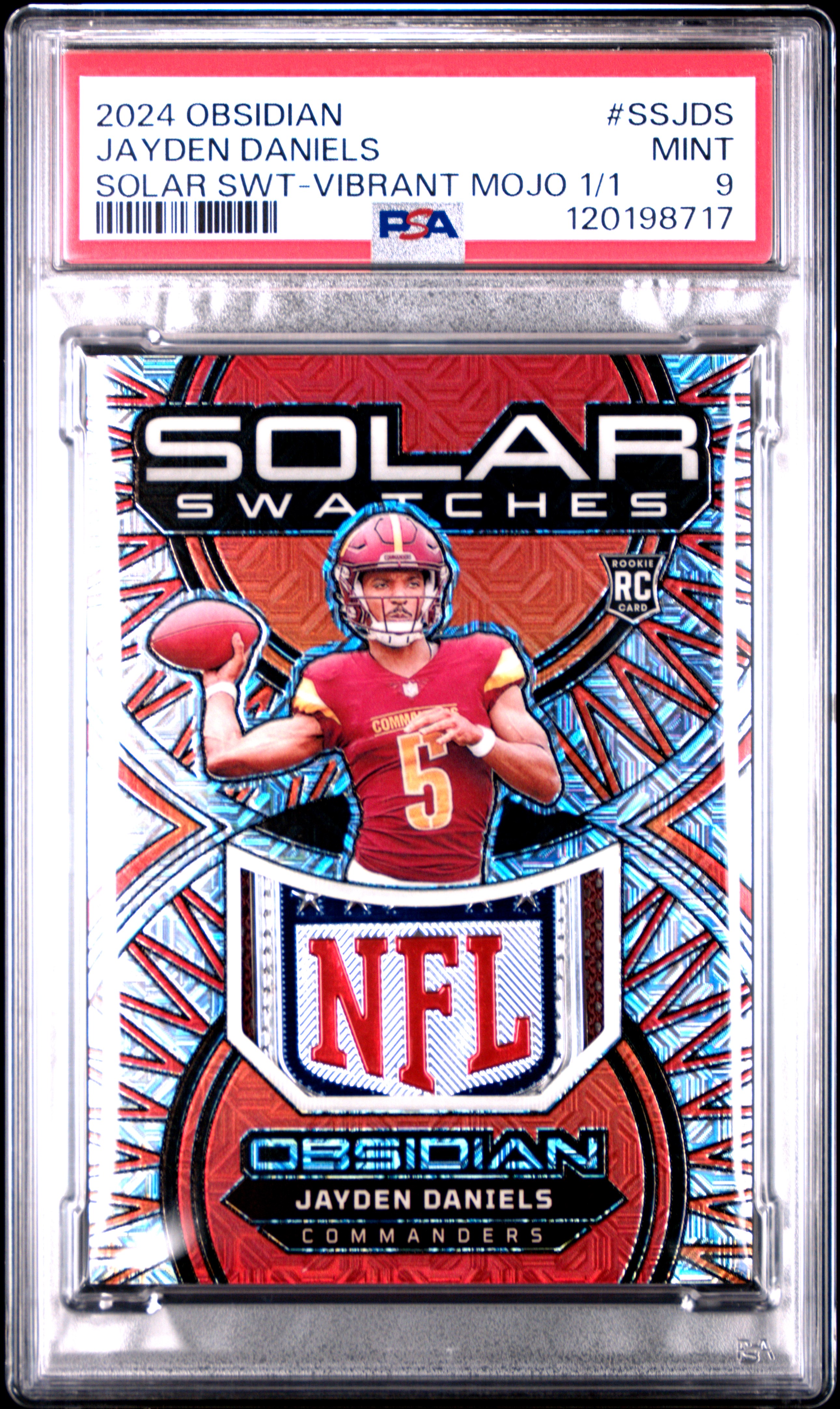 2024 Panini Obsidian Solar Swatches Vibrant Mojo Jayden Daniels #SSJDS /1