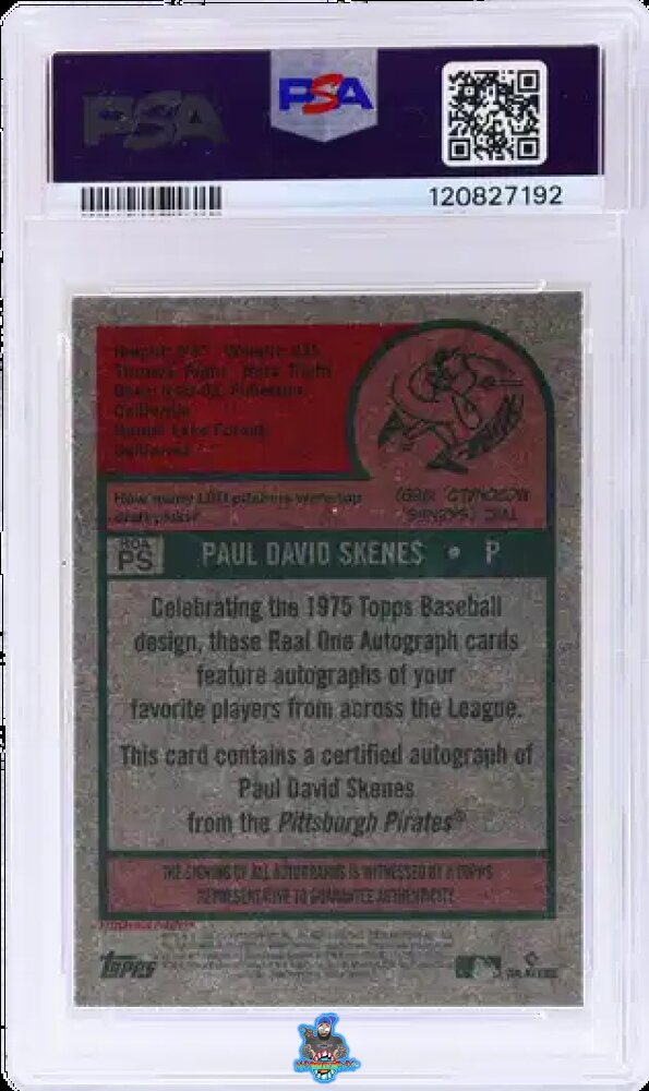 Back of 2024 Topps Heritage Real One Autograph Paul Skenes #ROAPS