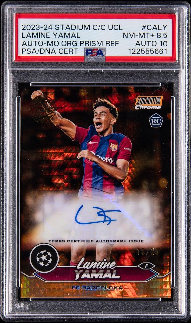 2023-24 Topps Stadium Club Chrome UCL Autographs Members Only Orange Prism Refractor #CA-LY Lamine Y