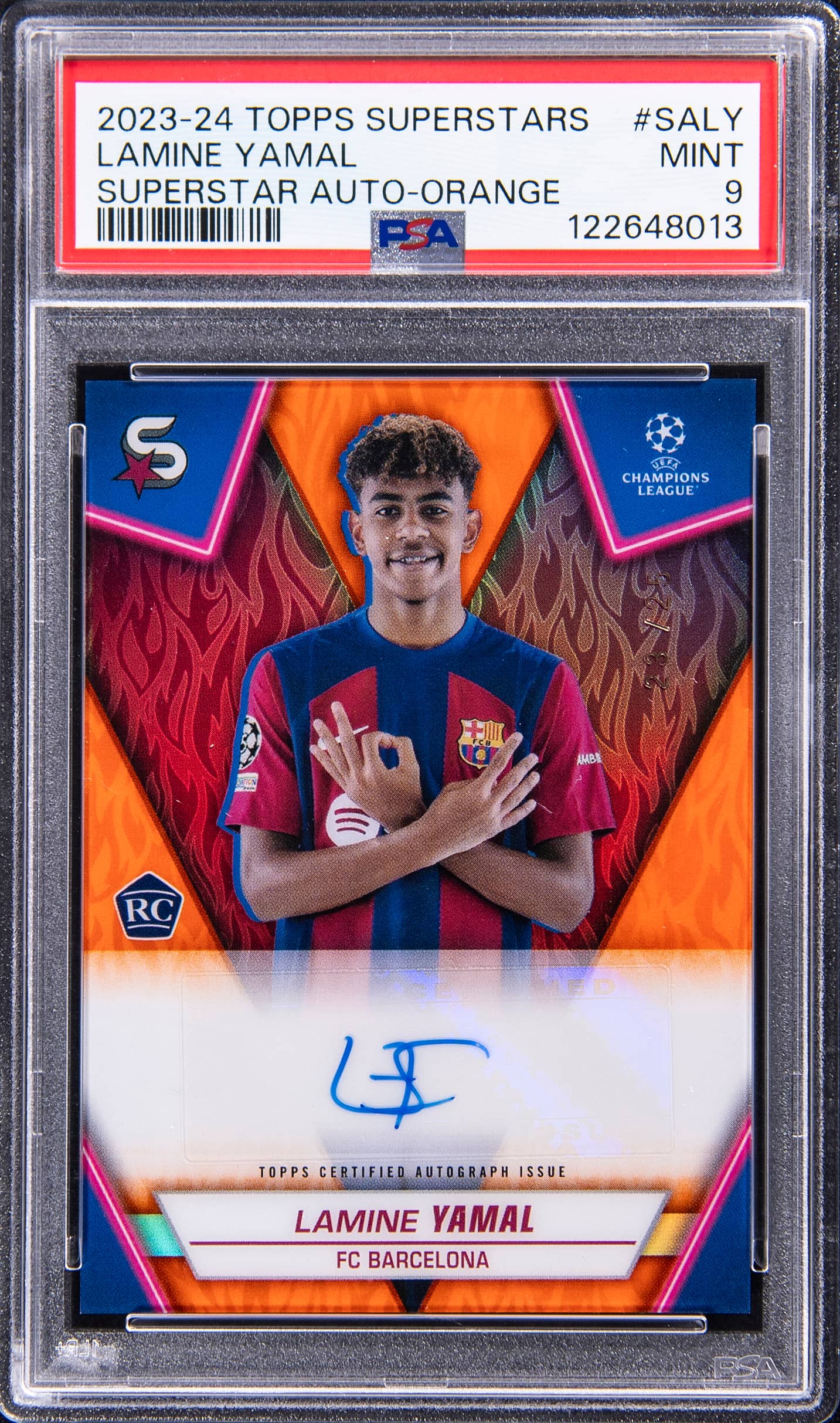 2023 Topps UEFA Superstars Superstar Autographs Orange Lamine Yamal #SALY