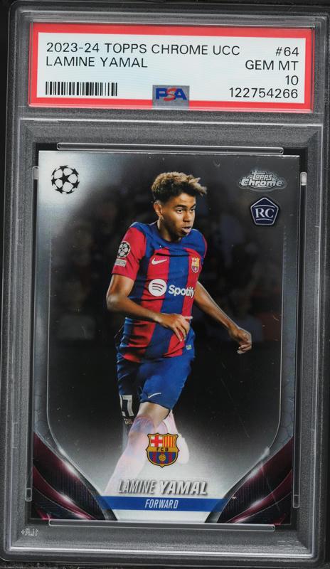 2023 Topps Chrome UEFA Club Competitions Lamine Yamal ROOKIE #64 PSA 10 GEM MINT