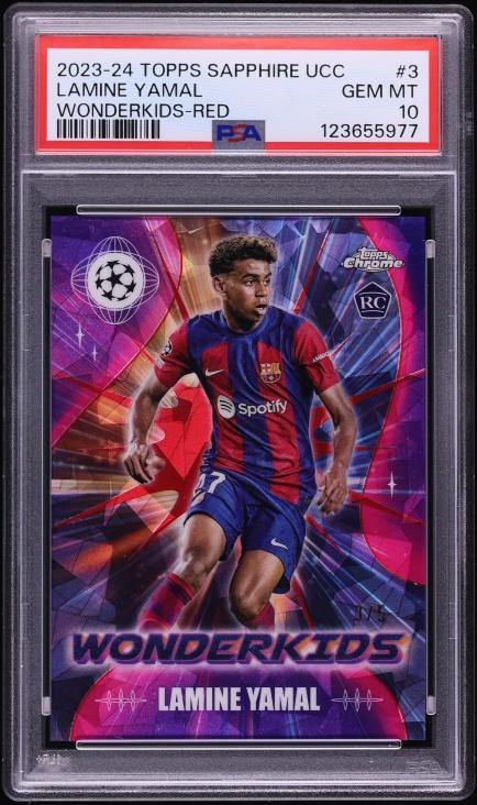 2023 Topps Chrome Sapphire UEFA Club Competitions Wonderkids Red Sapphire Lamine Yamal #WK3 /5