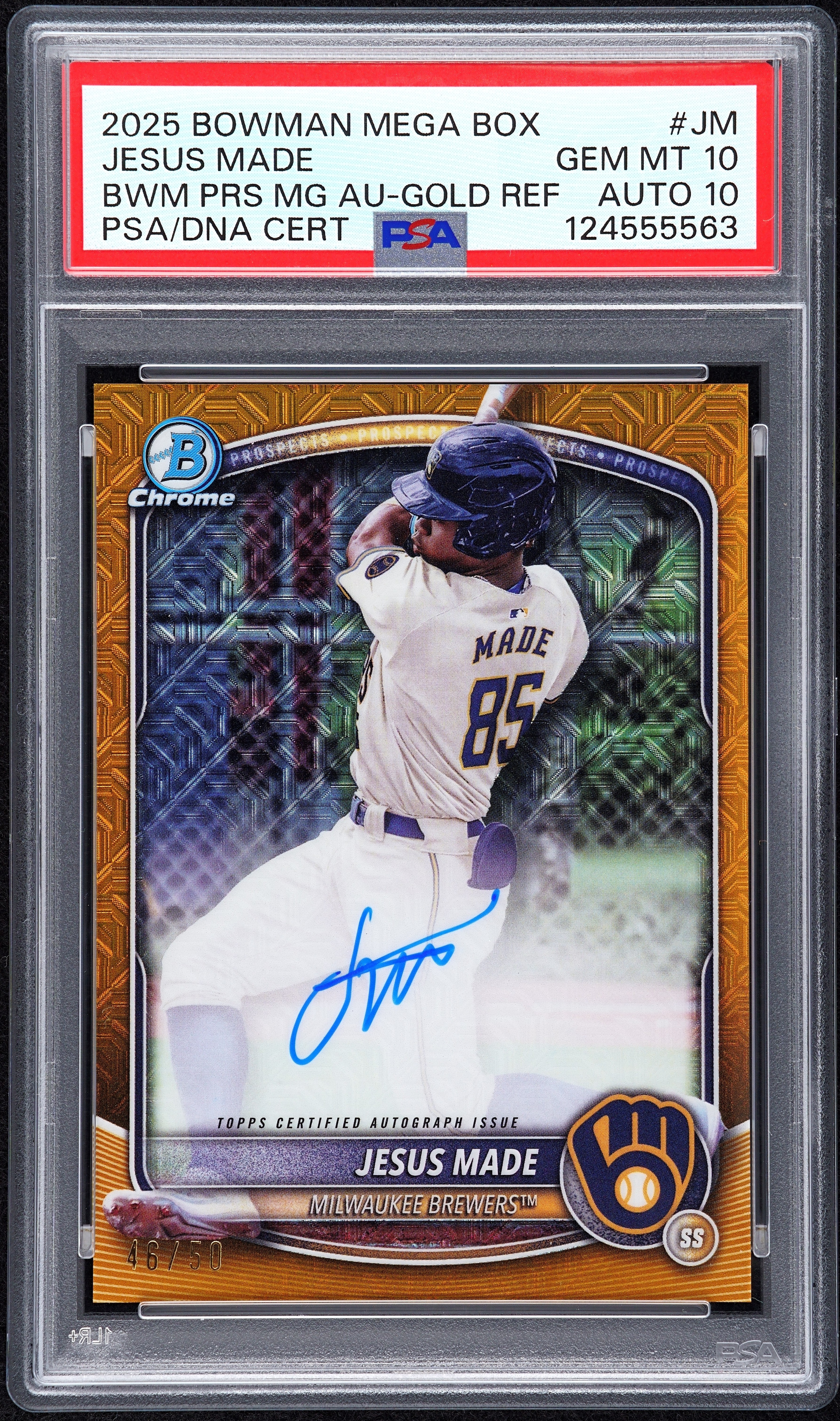 2025 Bowman Mega Box Bowman Prospect Mega Autographs Gold Refractor Jesus Made #JM