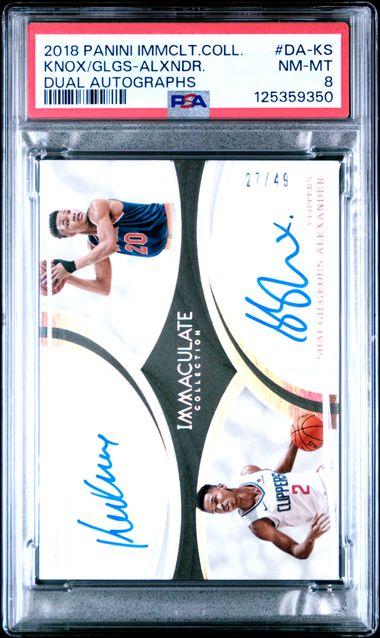 2018 Panini Immaculate Collection Dual Autographs Dual Autographs Kevin Knox/Shai Gilgeous-Alexander #DA-KS