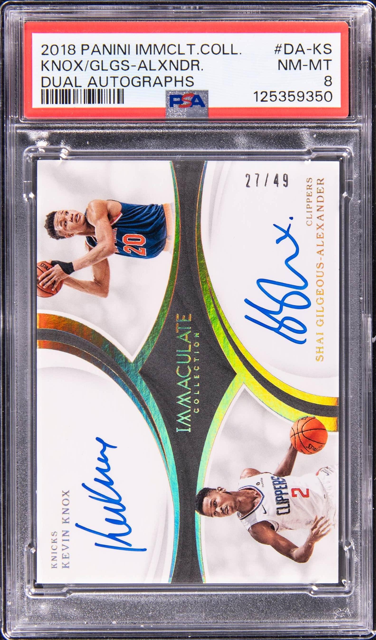 2018 Panini Immaculate Collection Dual Autographs Dual Autographs Kevin Knox/Shai Gilgeous-Alexander #DA-KS