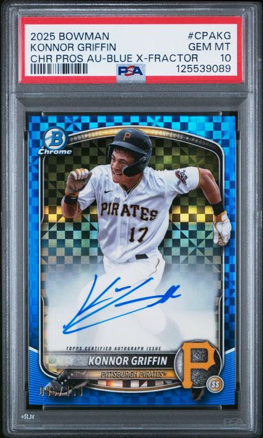 2025 Bowman Chrome Prospect Autograph Blue Xfractor Konnor Griffin #CPA-KG /150