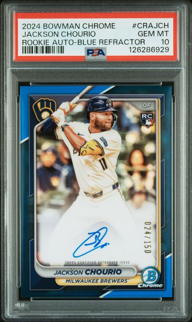 2024 Chrome Rookie Autographs Blue Refractors Jackson Chourio #CRAJCH