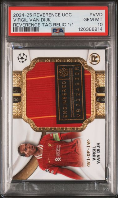 2024 Topps Reverence UEFA Club Competitions Reverence Laundry Tag Relics 1/1 Virgil Van Dijk #VVD