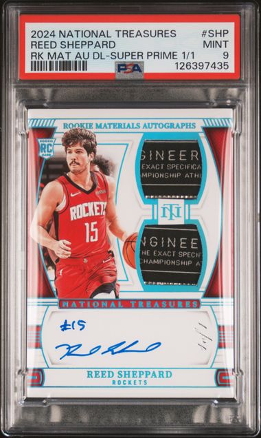 2024 Panini National Treasures Rookie Materials Autographs Dual Super Prime 1/1 Reed Sheppard #SHP