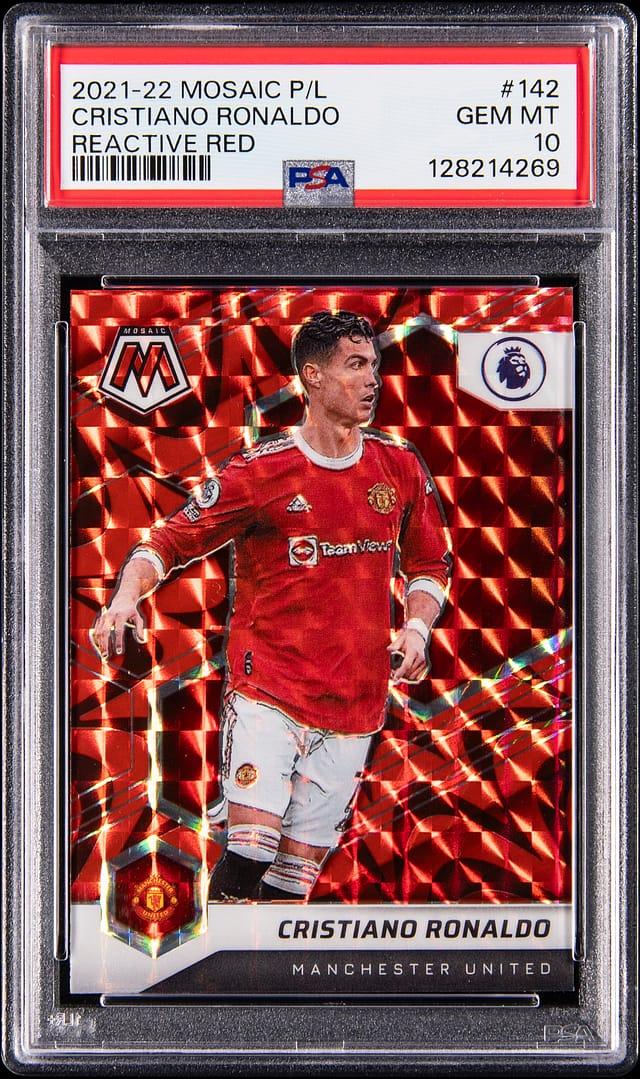 2021-22 Panini Mosaic Premier League Reactive Red #142 Cristiano Ronaldo - PSA GEM MT 10