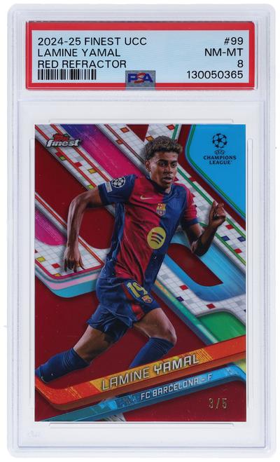 2024 Finest UEFA Club Competitions Red Refractor Lamine Yamal #99 3/5 PSA 8