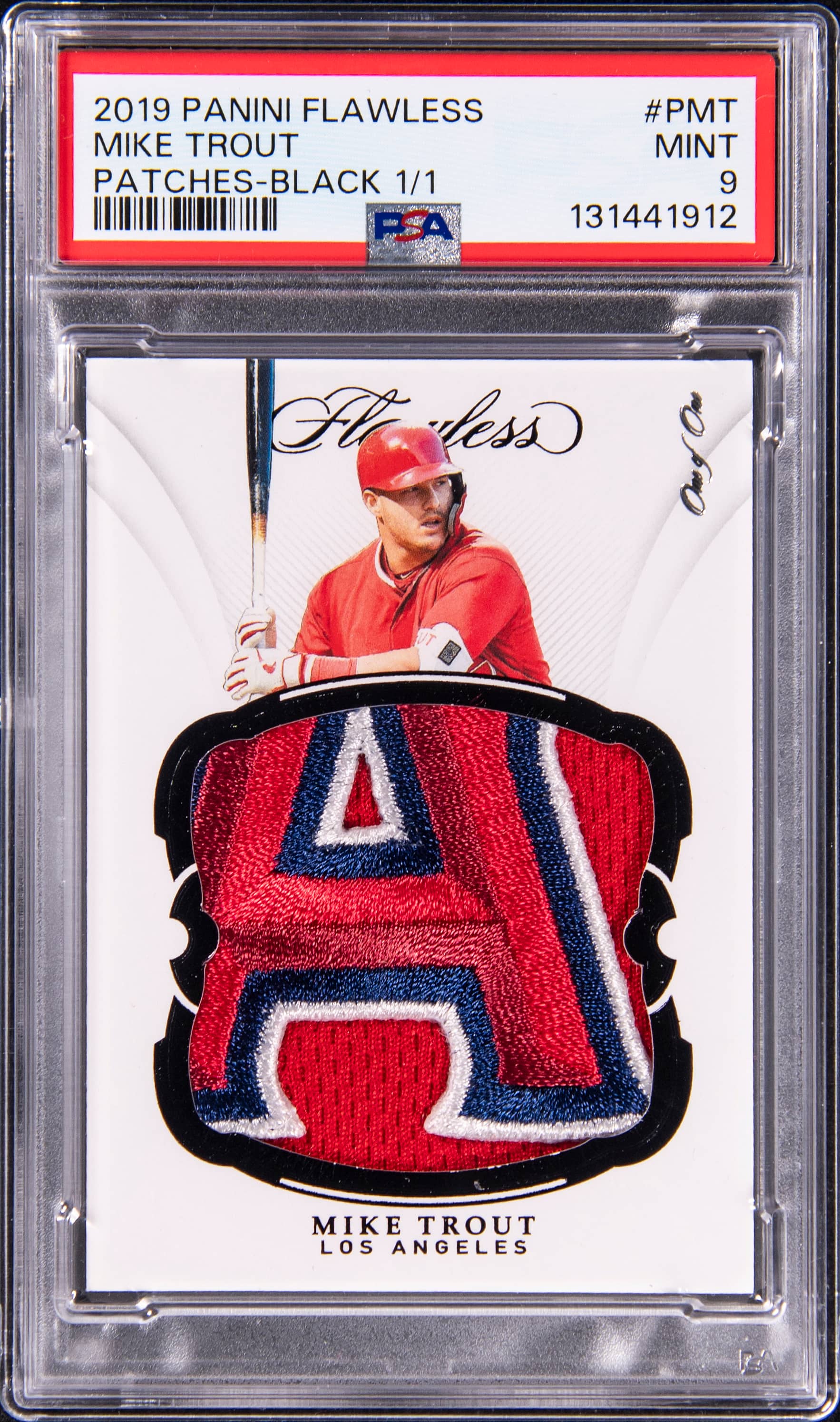 2019 Panini Flawless Patches Black 1/1 Mike Trout #PMT