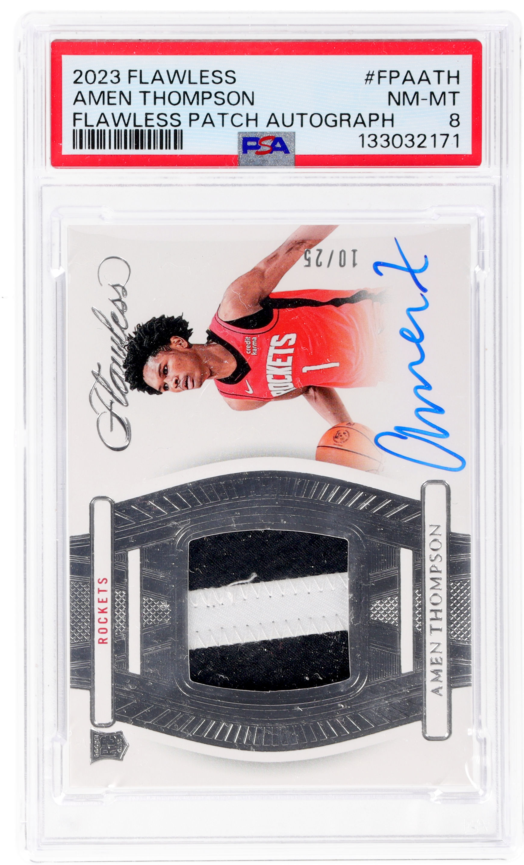 2023 Panini Flawless Patch Autograph Amen Thompson #FPA-ATH /25