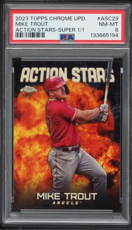 2023 Topps Chrome Update Action Stars Superfractor Mike Trout 1/1 #ASC-29 PSA 8 NM-MT