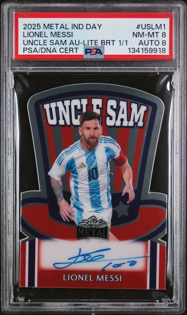 2025 Leaf Metal Independence Day Uncle Sam Autographs Lite Brite 1/1 Lionel Messi #USLM1