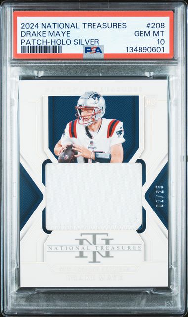 2024 National Treasures Patch Holo Silver Drake Maye #208 /25