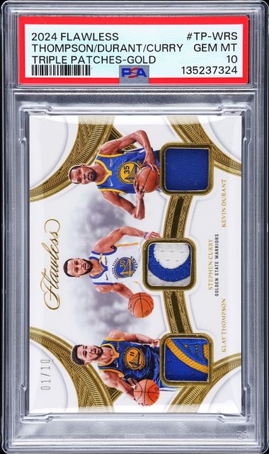 2024 Panini Flawless Triple Patches Gold Kevin Durant/Klay Thompson/Stephen Curry #TP-WRS