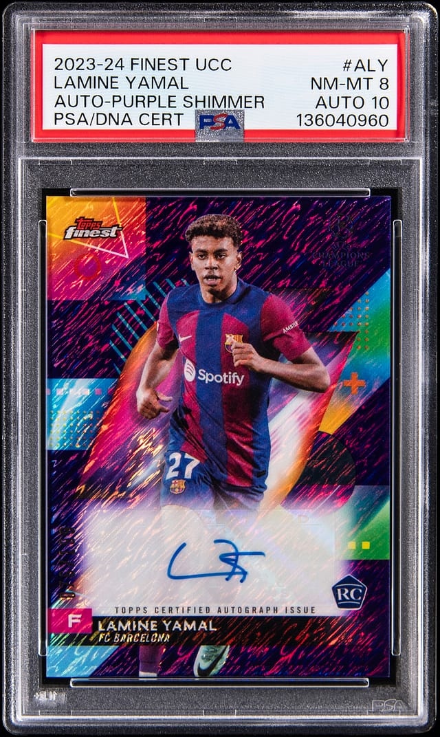 2023 Finest UEFA Club Competitions Autograph Purple Shimmer Lamine Yamal #ALY /199
