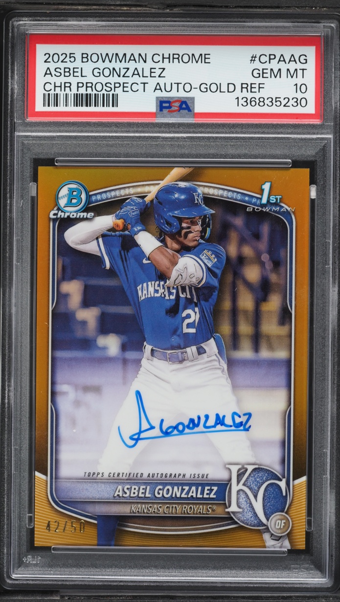 2025 Bowman Chrome Prospect Autograph Gold Refractor Asbel Gonzalez #CPAAG