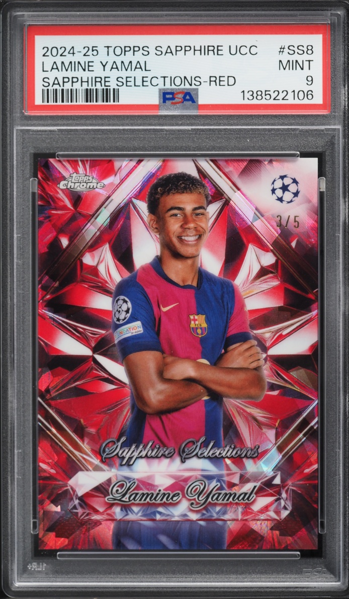 2024 Topps Chrome Sapphire UEFA Club Competitions Sapphire Selections Red Lamine Yamal #SS8 /5