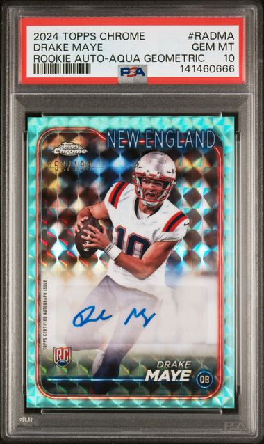 2024 Topps Chrome Rookie Autograph Aqua Geometric Drake Maye #RADMA /199