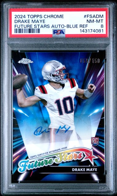 2024 Topps Chrome Future Stars Autographs Blue Refractor Drake Maye #FSADM /150