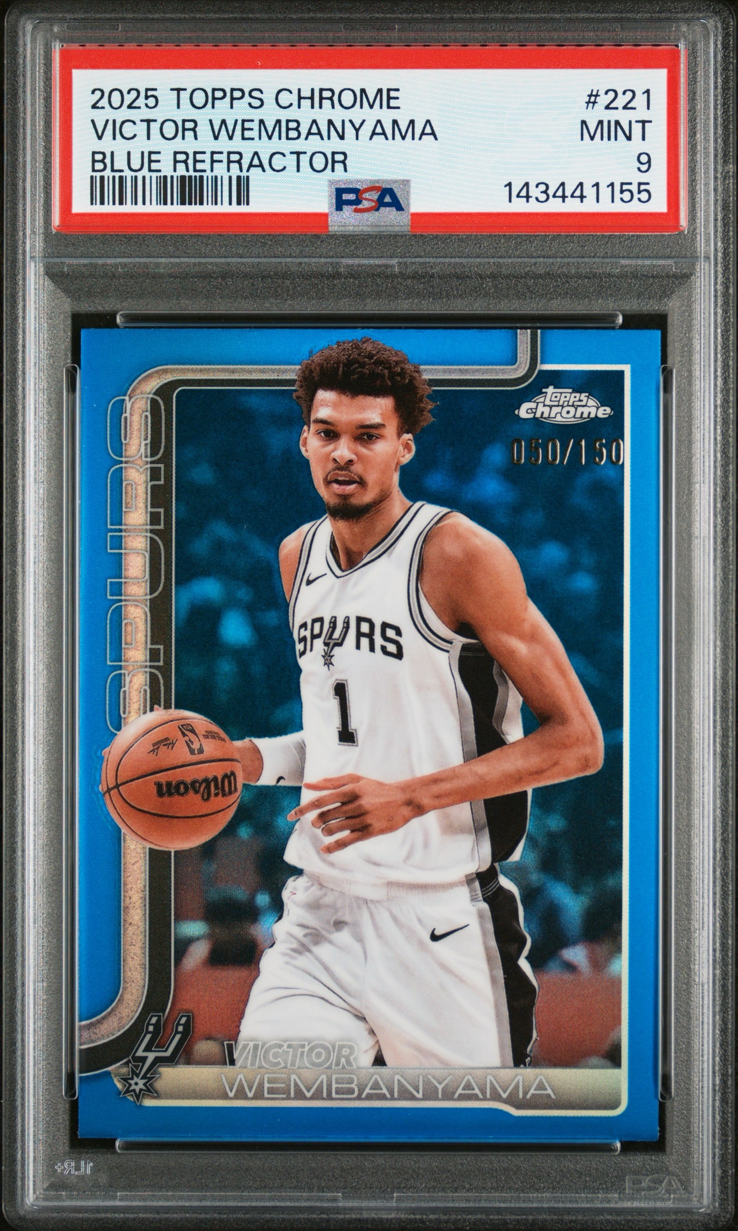 2025 Topps Chrome Blue Refractor Victor Wembanyama #221