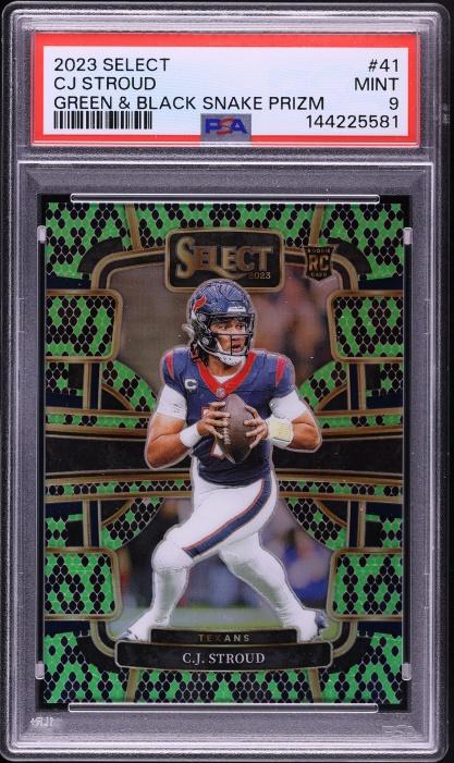 2023 Select Concourse Green & Black Snake Prizm C.J. Stroud ROOKIE 1/2 #41 PSA 9 MINT